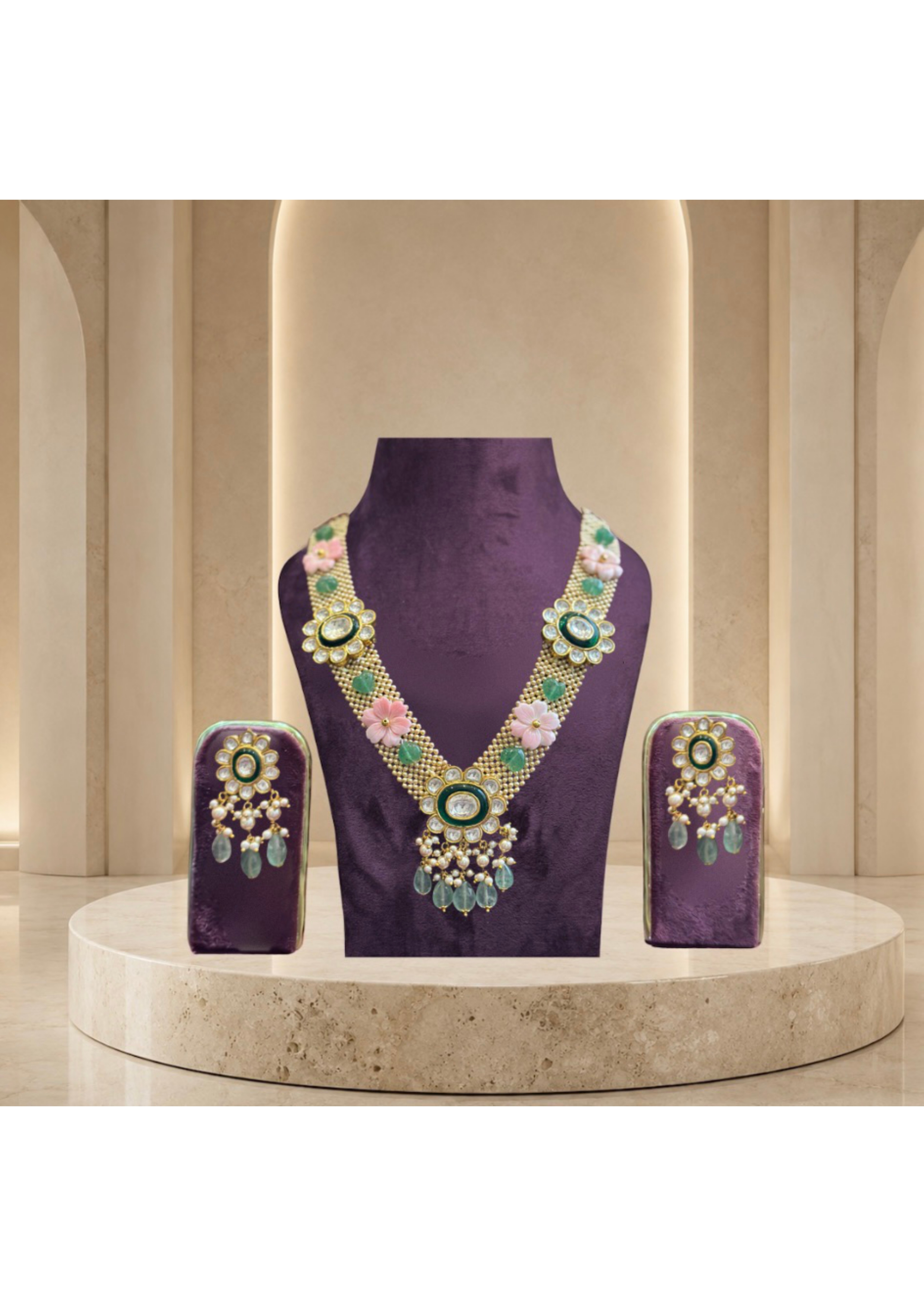 Parijat Floral Kundan Necklace — Necklace Sets jewellery by Shree Kishan Jewellers & Sons