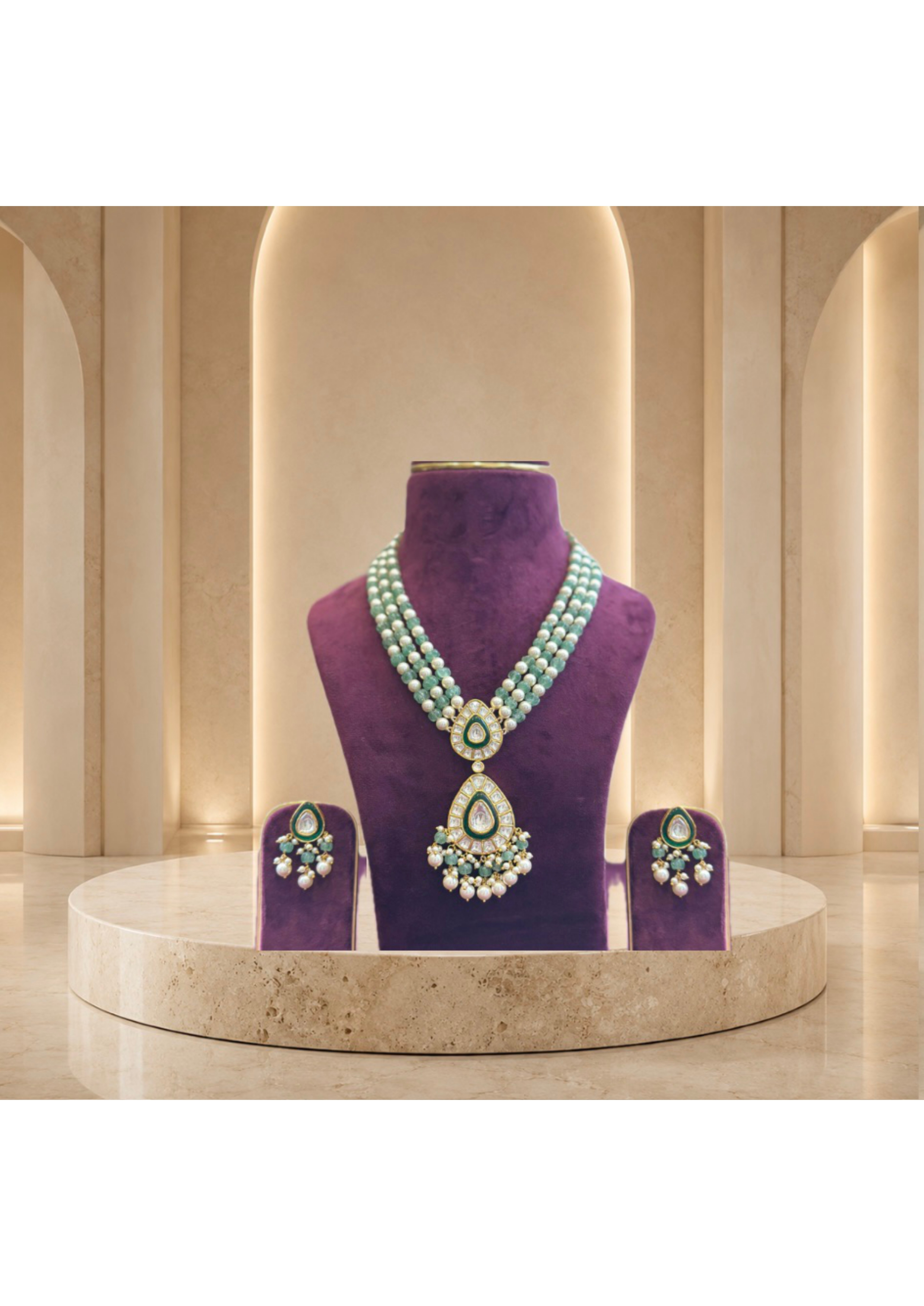 Indira Emerald & Pearl Mala — Pendant Sets jewellery by Shree Kishan Jewellers & Sons